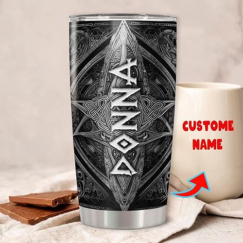 Miniatura 2 de Vaso vikingo personalizado con nombre personalizado Bear Vikings Travel Coffee Tazas aisladas con tapa, 20 onzas, 30 onzas, acero inoxidable, doble
