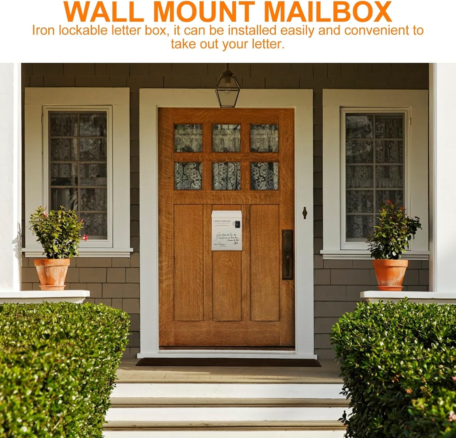 Retro Lockable Iron Letter Box with Lock Wall Mount Mailbox for Secure Mail and Newspaper Storage Vintage Style Decorative Post Box for Home and Garden Easy Installation White