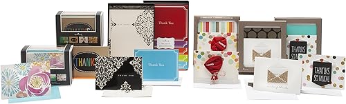 Miniatura 9 de Tarjeta de notas de agradecimiento Hallmark en cuatro diseños con 40tarjetas y sobres negro marfil Black And Ivory