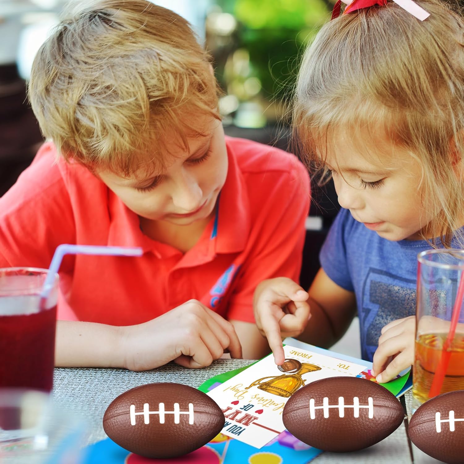 Syhood 36 Set Valentine's Day Football Card and Foam Stress Balls for Kids Valentine's Day School Classroom Exchange Gift Sports Themed Events Party Prizes Favor Supplies