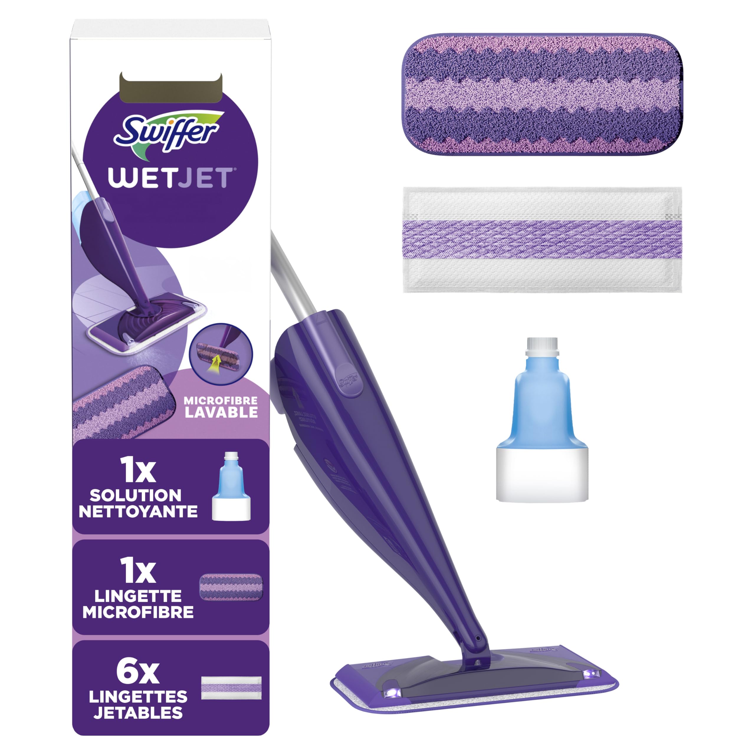 Flash Power Spray Mop Cleaner Starter Kit, 1 Washable, 6 Disposable Pads