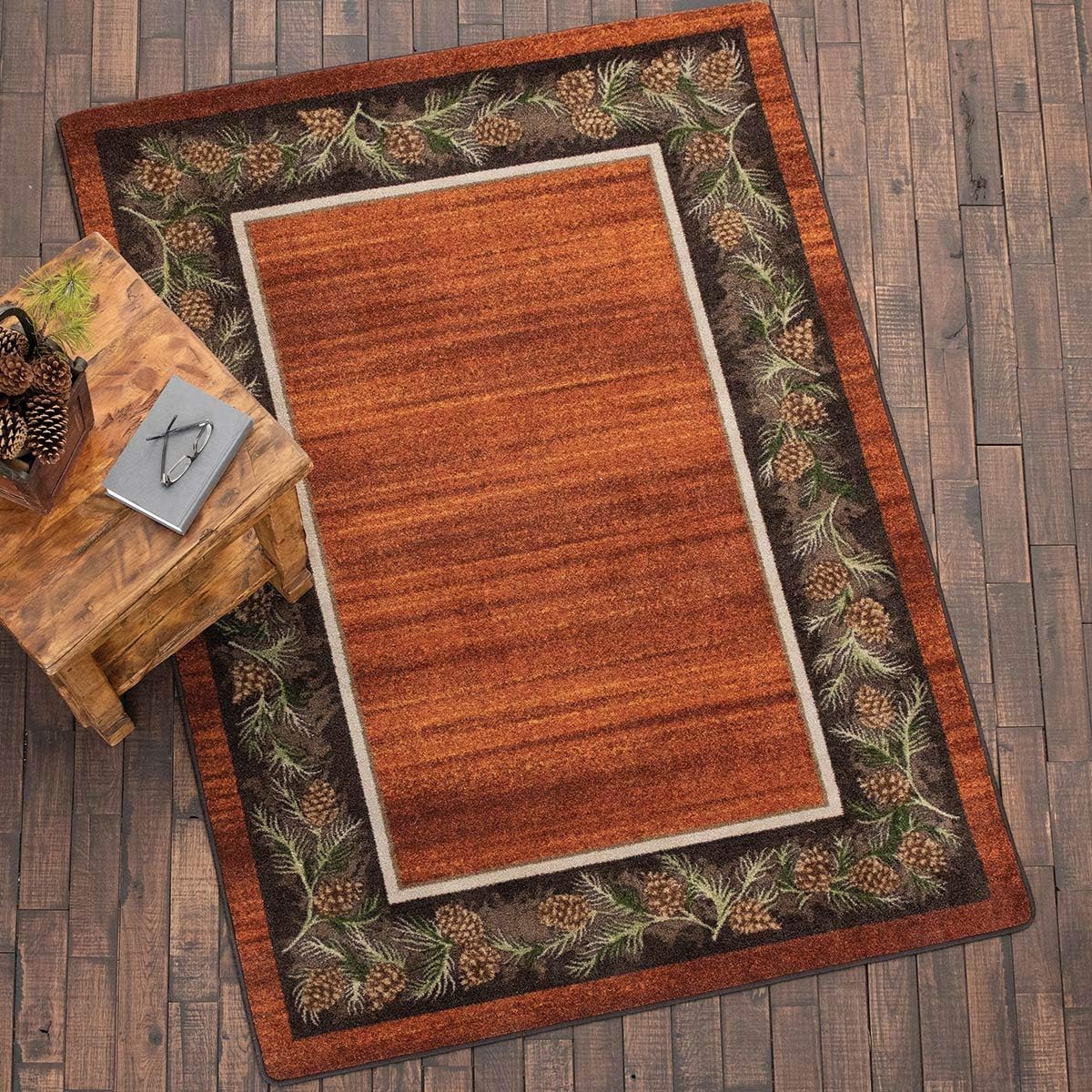 BLACK FOREST DECOR Pine Grove Rust Rug - 8 x 11, Nylon, Stain Resistant, Indoor Area Rug, 8" W x 10
