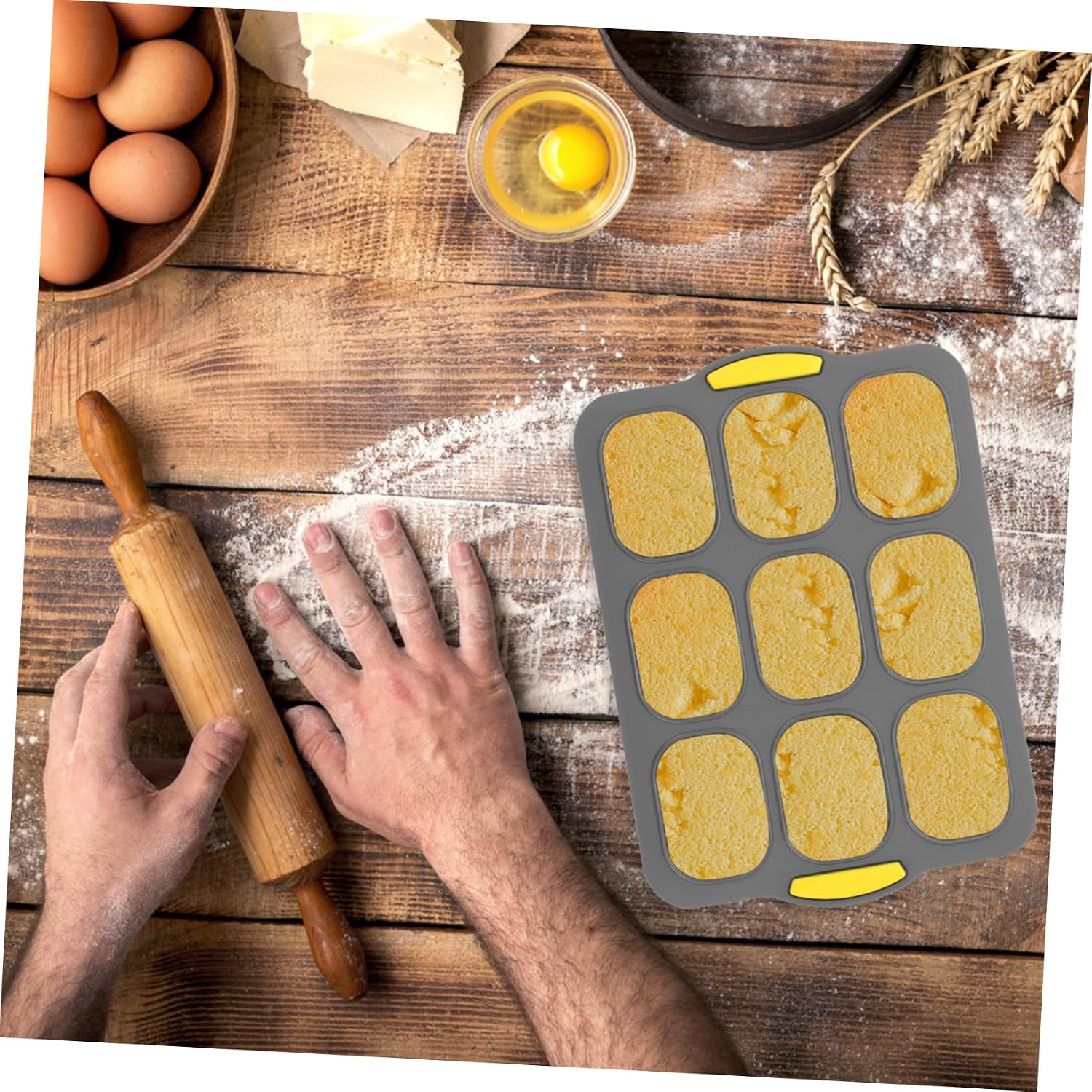 9-Cavity Silicone Bread Mold Heat-Resistant Non-Stick Loaf Pan for Baking Portable Multi-Grid Design Silicone Baking Pan for Household Use
