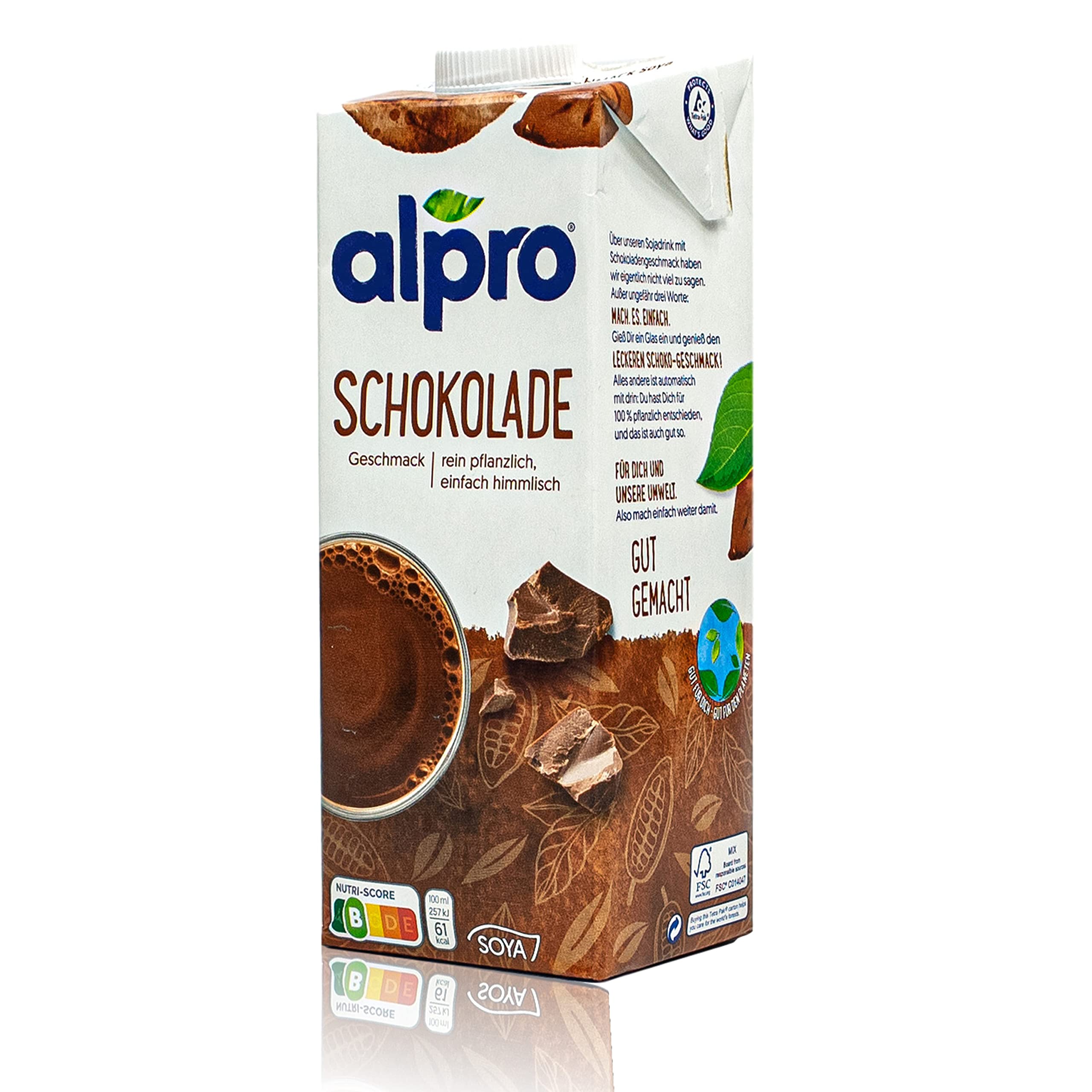 Alpro - 10er Pack Sojadrink Schoko 1 Liter - Choco Soja Soya Drink 100 % pflanzlich