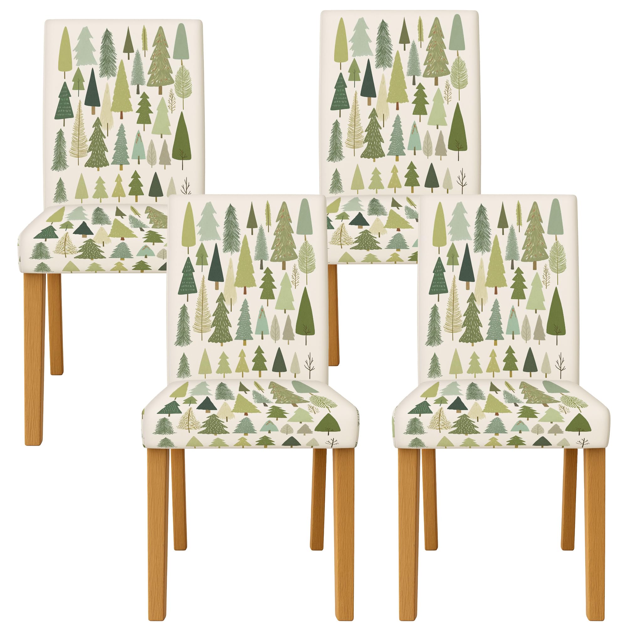 Housses de chaise de salle à manger extensibles motif arbre lot 4