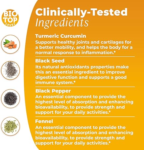 Miniatura 4 de BIOTOPLEVEL Curcumina de cúrcuma líquida más pimienta negra orgánica natural. Máxima absorción. Apoya la respuesta normal a la inflamación. Mejora