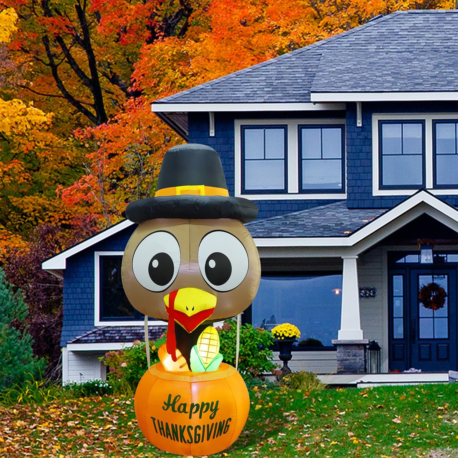 Snapklik.com : 7 FT Thanksgiving Inflatable Turkey Hot Air Balloon
