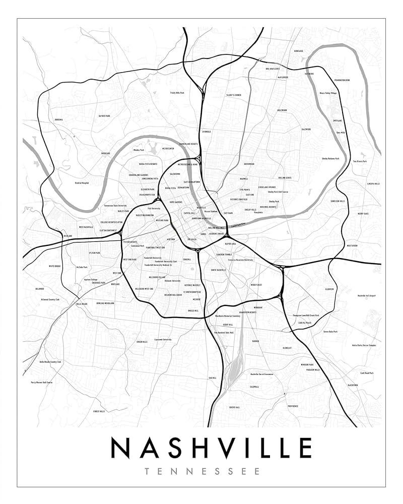amazon-com-nashville-neighborhood-city-map-print-minimalist-city-print-in-multiple-sizes-11-x-14-16-x-20-24-x-30-home-kitchen for Nashville Celebrity Homes Tour Map Free Printable Amazon.com: Nashville Neighborhood City Map Print | Minimalist City Print in multiple sizes 11 x 14, 16 x 20, 24 x 30 : Home & Kitchen for Nashville Celebrity Homes Tour Map Free Printable