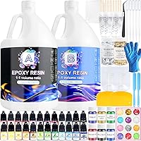 Pmbqifay Epoxy Resin 2 Gallon Kit - Crystal Clear, Bubble-Free, Non-Yellowing Self-Leveling Resin for Art, Crafts, Jewelry, Table Tops