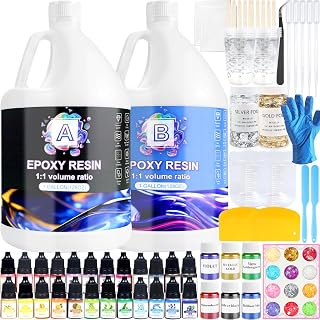 Pmbqifay Epoxy Resin 2 Gallon Kit - Crystal Clear, Bubble-Free, Non-Yellowing Self-Leveling Resin for Art, Crafts, Jewelry, Table Tops