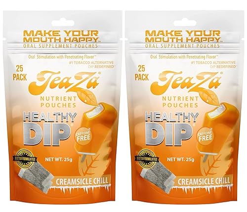 Teaza Herbal Energy Pouch Es alternativa al tabaco sin nicotina, sin humo, alternativa al tabaco para masticar saludable, crema fría (paquete de 2)