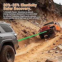 Vista 5 de Kit de cuerda de remolque de recuperación cinética, 35% de elasticidad, 5/8 pulgadas x 20 pies, correa de remolque de resistencia a la rotura