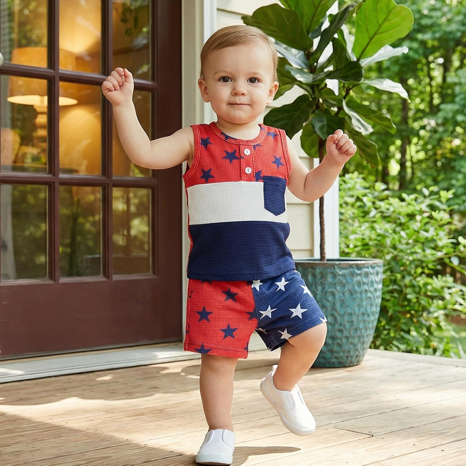 Foidiccx 4th Of July Baby Boy Outfit Little Kid Toddler Sleeveless Tank Top Shorts Set Independence Day Summer Clothes