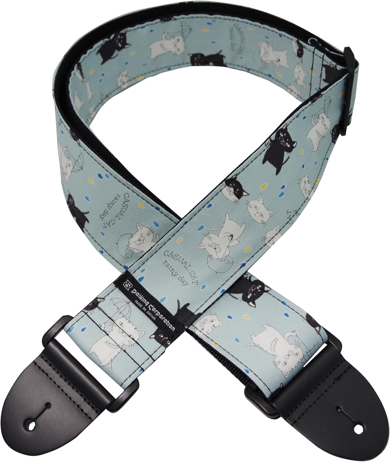 Daiking Guitar & Bass Strap Japanese Pattern Cat Blue Made in Japan