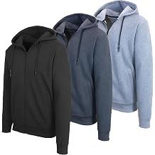 Galaxy by Harvic Mens 3-Pack Fleece-Lined Zip-Up Hoodies Warm Cotton Blend, Modern Fit Sweatshirts