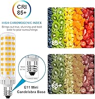 Vista 4 de Bombilla LED E11 regulable, JDE11 120 V 100 W equivalente a halógeno, base de mini candelabro T3/T4, 3000 K blanco cálido, 10 W, 1000 lúmenes