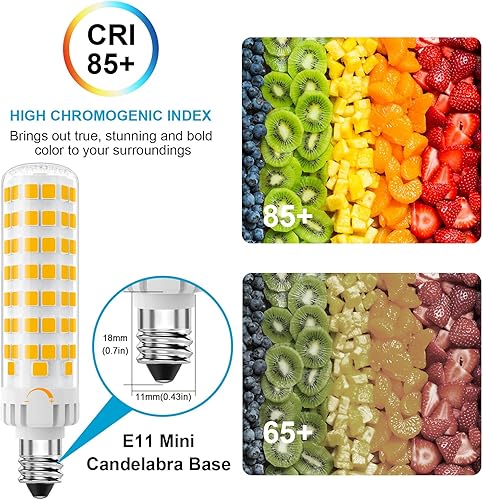 Miniatura 4 de Bombilla LED E11 regulable, JDE11 120 V 100 W equivalente a halógeno, base de mini candelabro T3T4, 3000 K blanco cálido, 10 W, 1000 lúmenes,