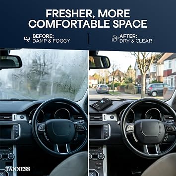 Tanness 2 Pack x 1kg Car Dehumidifier Bags with Anti-Slip Pads - Essential Car Accessories, Moisture Absorber, Reusable, Recharges in Microwave - Multipurpose for Home, All Spaces & Vehicles