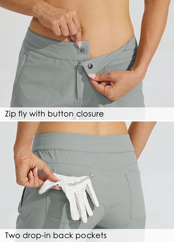 Willit Women's Golf Hiking Shorts 9" Quick Dry Athletic Long Casual Summer Shorts Zipper Pockets Water Resistant Lightweight Gray 4 by Willit - Used condition - Image 5