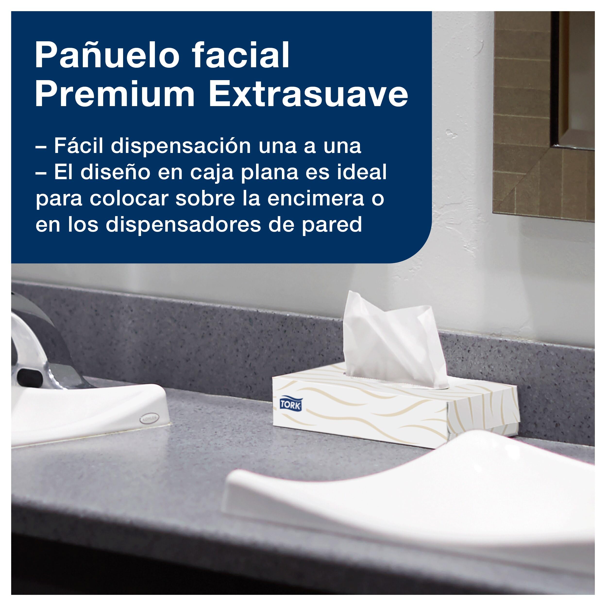 Tork Pañuelos Faciales Suaves Blancos F1, Premium, 2 capas, 30 x 100 hojas, 140280