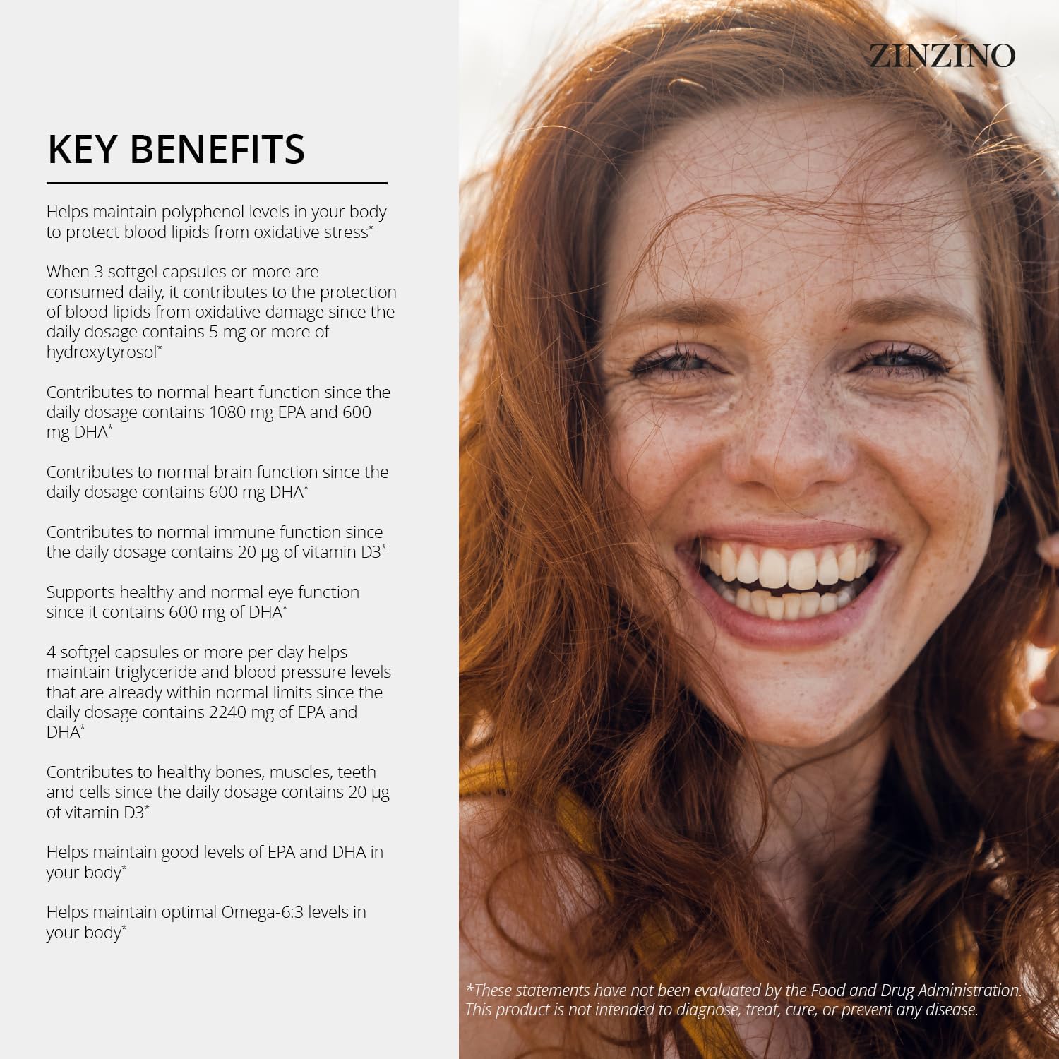 Zinzino - Essent+ Premium, Advanced Polyphenol Omega Balance with Fish Oil, Glycerin, Cold-Pressed Extra Virgin Olive Oil, Vitamin D - 60 Softgels