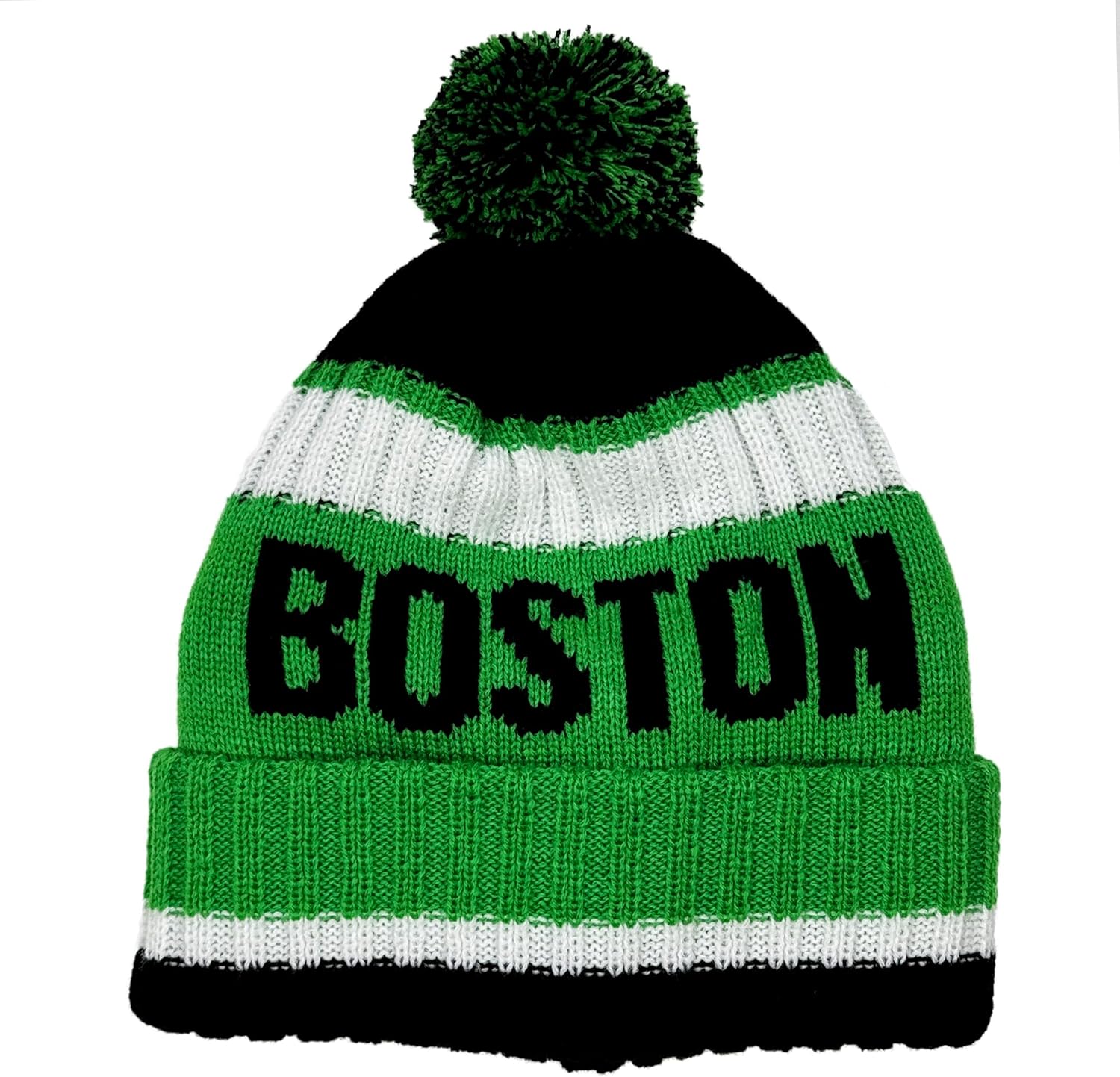 City Beanie Knit Hat with Pom Winter Cuffed Cap Sport Fans Gift for Men Women