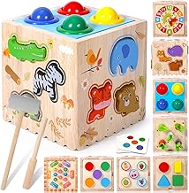 Montessori Toys 8 in 1 Montessori Cube Wooden Activity Cube Fine Motor Wooden Montessori Educational Toys for Boys Girls 1 2 3 4 Years Old