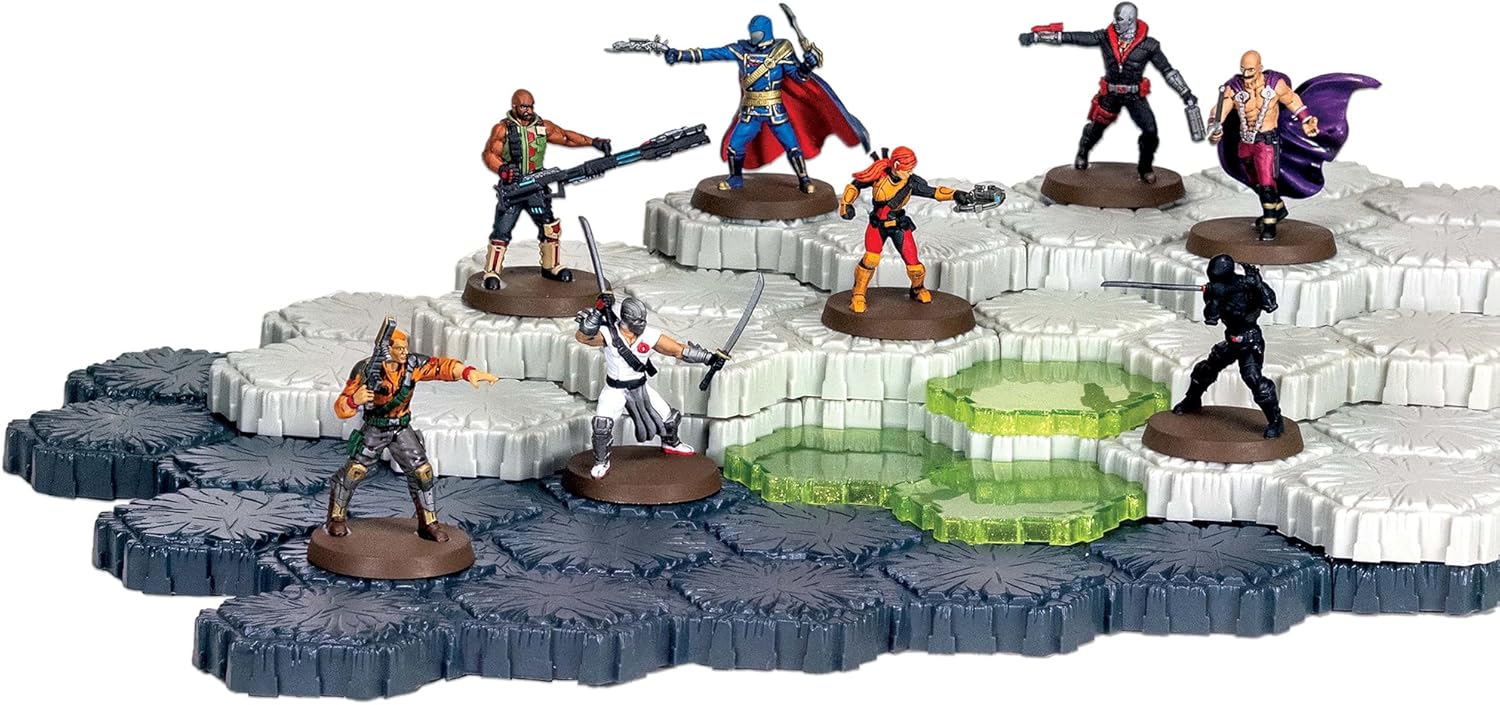 Renegade Game Studios G.I. Joe Heroscape Rumble at The Rift Tactical Board Game, Battle Box with 8 Miniatures & Modular Hex Terrain