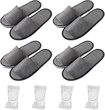 Grey Disposable Slippers, Hotel Slippers, Terry Cloth Slippers, Non-Slip Visitor Slippers, Comfortable and Breathable, One Size, Suitable for Bedroom, Bathroom, Indoors, Hotels etc, gray