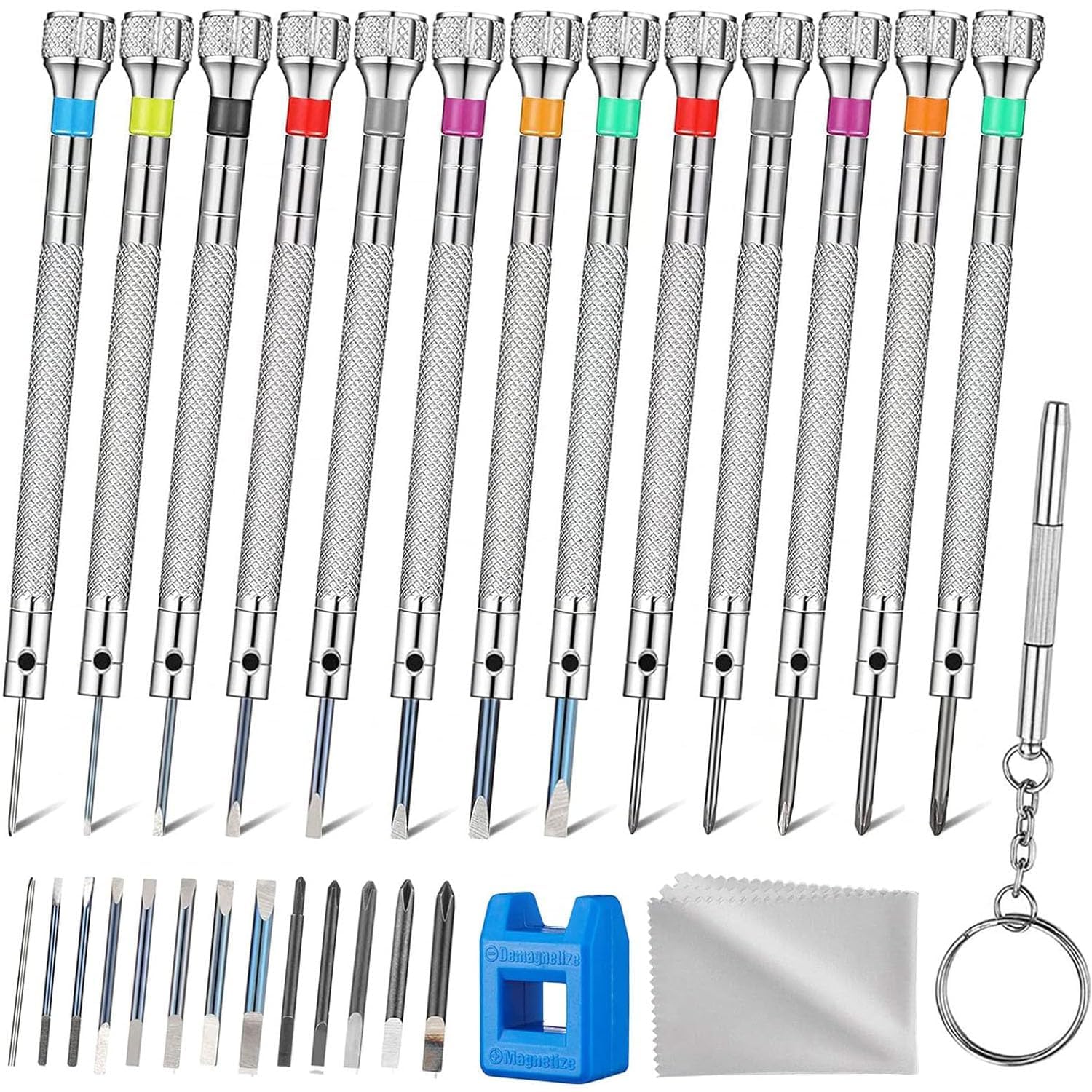 X spring Micro Screwdriver, 13Pack Precision Screwdriver Set with 0.6-2.0mm Extra Replace Blades, Suitable for Sunglass, Jewelry, Eyeglass, Computer, Watchmaker, Phone Small Tools