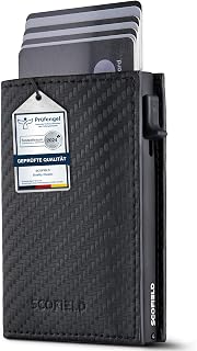 SF SCOFIELD Duality Classic Slim Wallet with Coin Slot | Men's Card Case for 9-10 Cards | Wallet with RFID Protection | Men's Wallets | Credit Card Case, Carbon - Matte Black, Magnetverschluss + Ohne