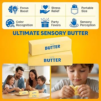 Butter Squishy, Cheese Squishy 2PCS, Slow Rising PU Fidget Stress Ball | Sensory Squeeze Toys, Anxiety Relief Stress Toy, Realistic Food Desk Decor, Novelty Gift for Home Office