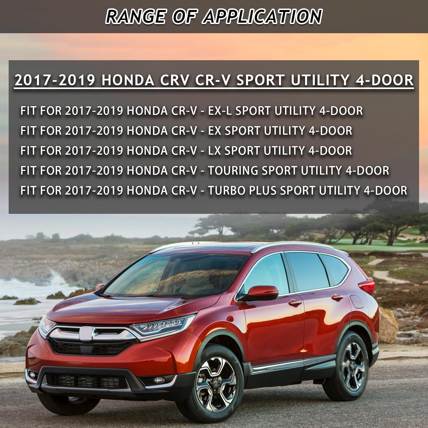 Fit For 2017 2018 2019 Honda CRV CR-V EX/EX-L/LX/Touring Front Bumper Upper Guard Grille Chrome Honeycomb Mesh Grill Assembly Replacement (Grille+Headlight Molding)