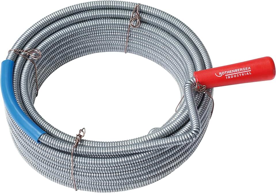 Rothenberger Industrial 1500000141 Spirale de nettoyage de tuyaux avec griffe 10 m, Ø 9 mm