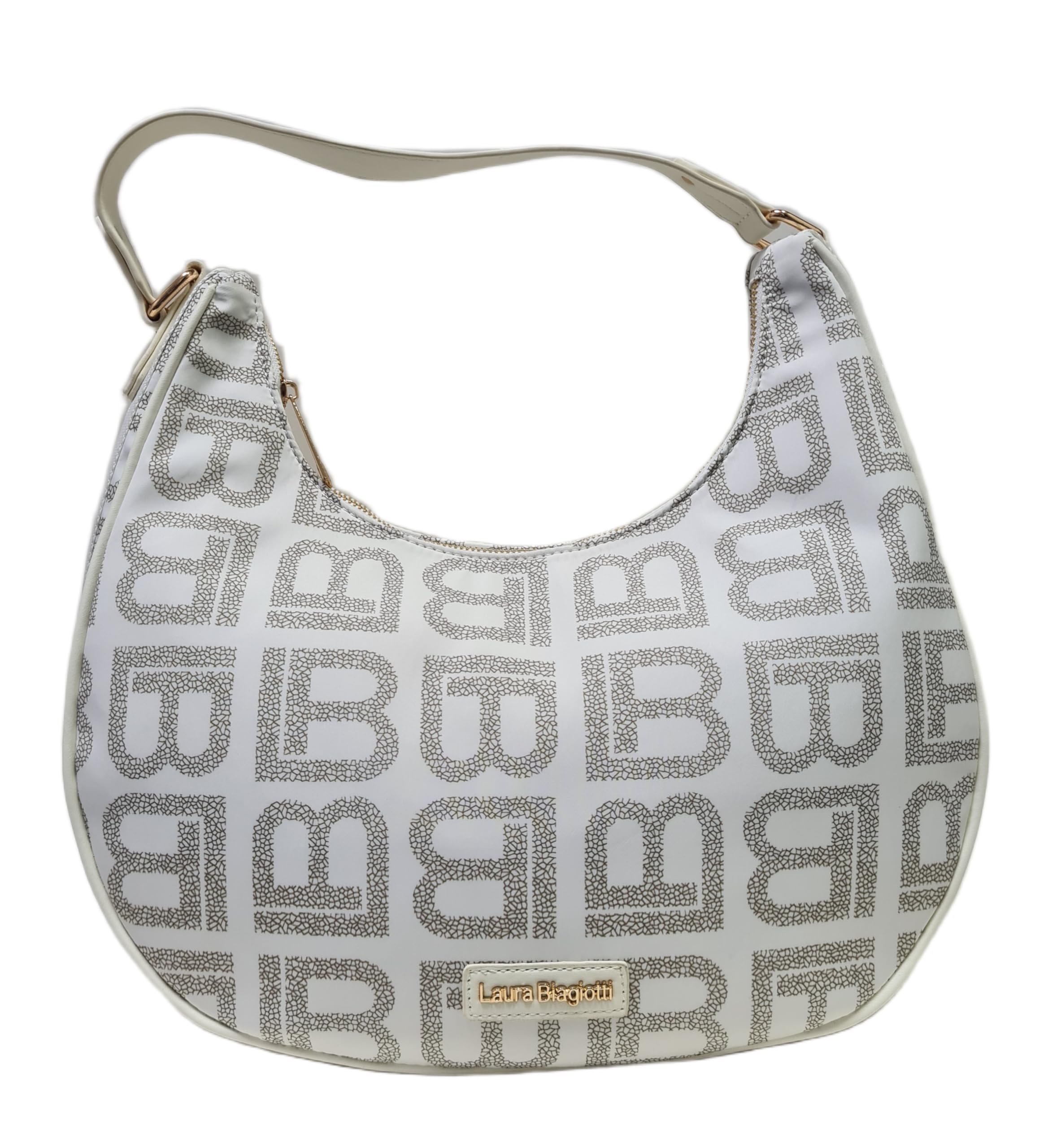 Laura Biagiotti Borsa a Spalla e Tracolla Donna Linea Dimension, Nylon Impermeabile, Logo LB, Riporti in Pelle Sintetica e Nastro Dimensioni 37x36x12 CM Art. LB26S-108-2 | Leggera