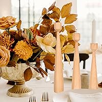 Vista 3 de Wooden Candle Holder Set 3Pcs, Beech Wood Candlestick Stand for Home Decor, Rustic Style Centerpiece for Living Room Dining Table, Wedding and
