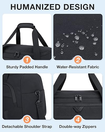 Miniatura 4 de BAGSMART - Bolsa de lona para viajes, bolsas de mano para hombre, bolsas de lona para viajar con bolsa de aseo, Negro, 38L, Viaje