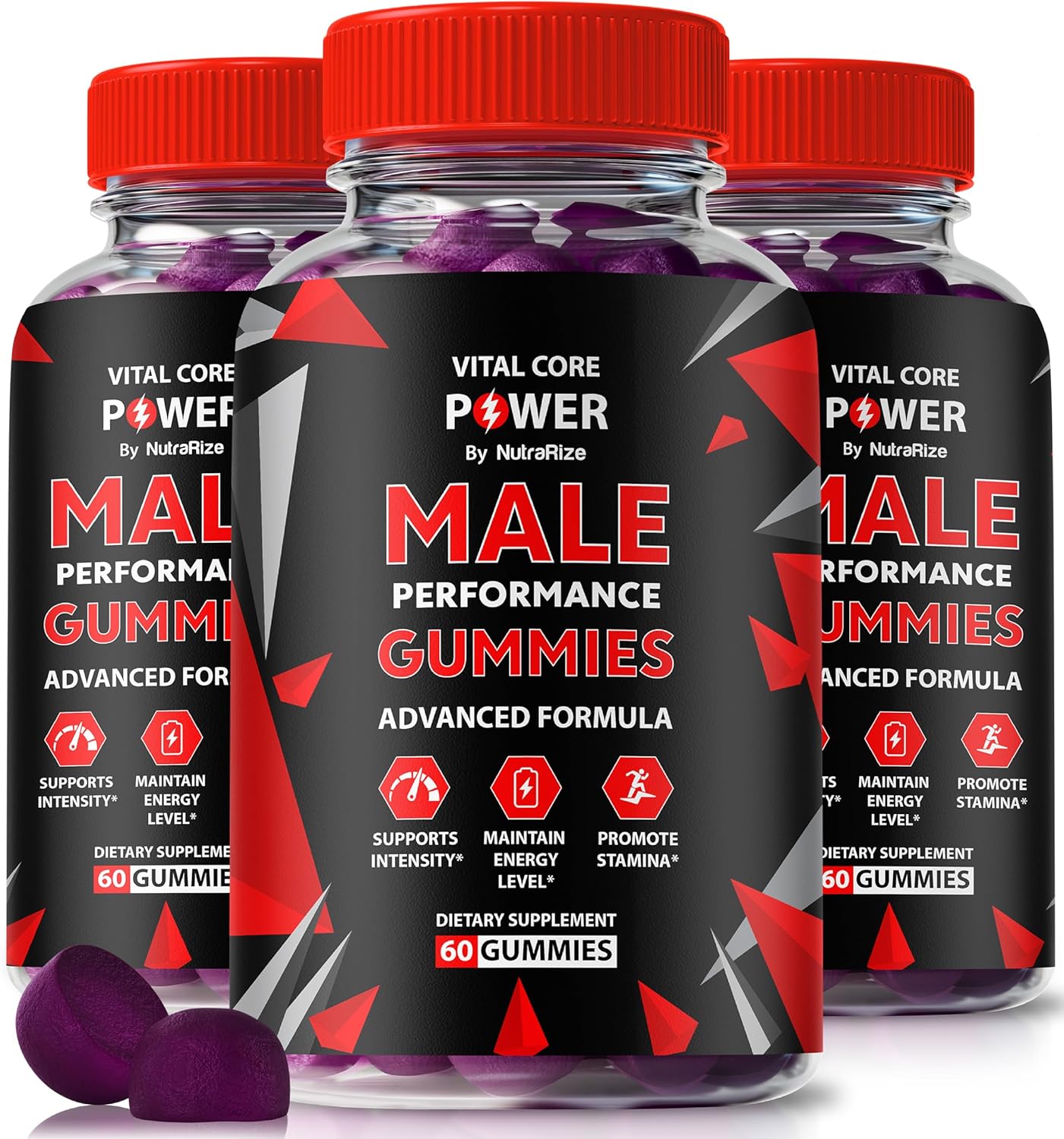 (3 Pack) Vital Core Power Male Gummies, Official Vital Core Power, VitalCorePower ME for Men, All-Natural Formula to Support Peak Performance, Energy and Overall Health, Premium Gomitas (180 Gummies)
