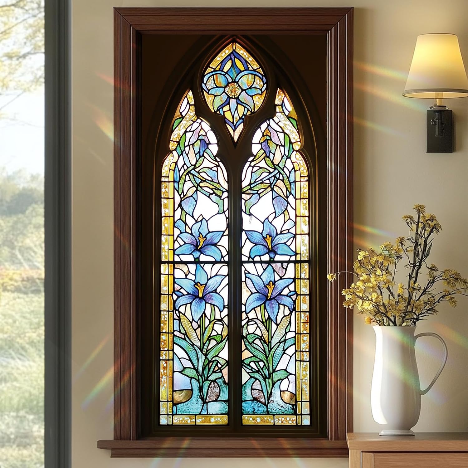 Stained Glass Window Film Colorful Sea Turtle Window Privacy Film Stained Decals Static Cling Sun Blocking Decor for Home Office Windows Doors Glass Partitions 17.7x39.3 inch.