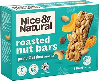 Nice & Natural Roasted Nut Bar Peanut & Cashew with milk choc 6 pack (192g Box)