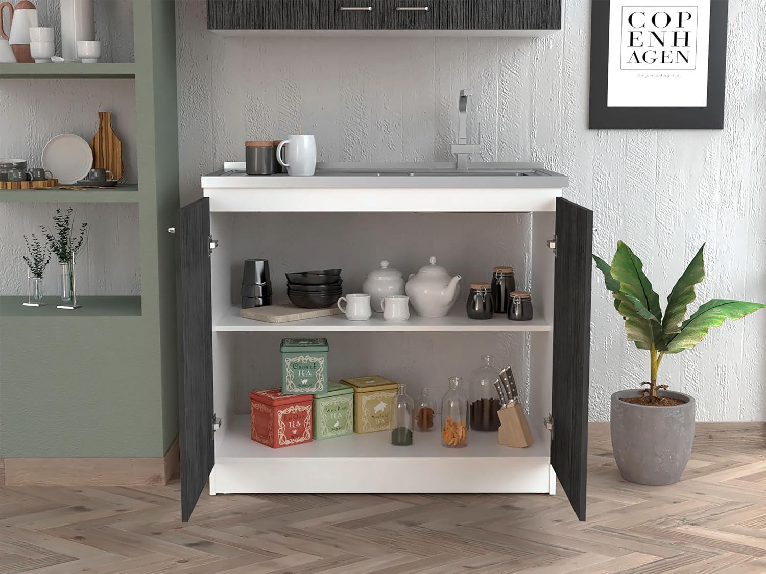 GOWE Utility Sink Vernal, Kitchen, White/Smokey Oak