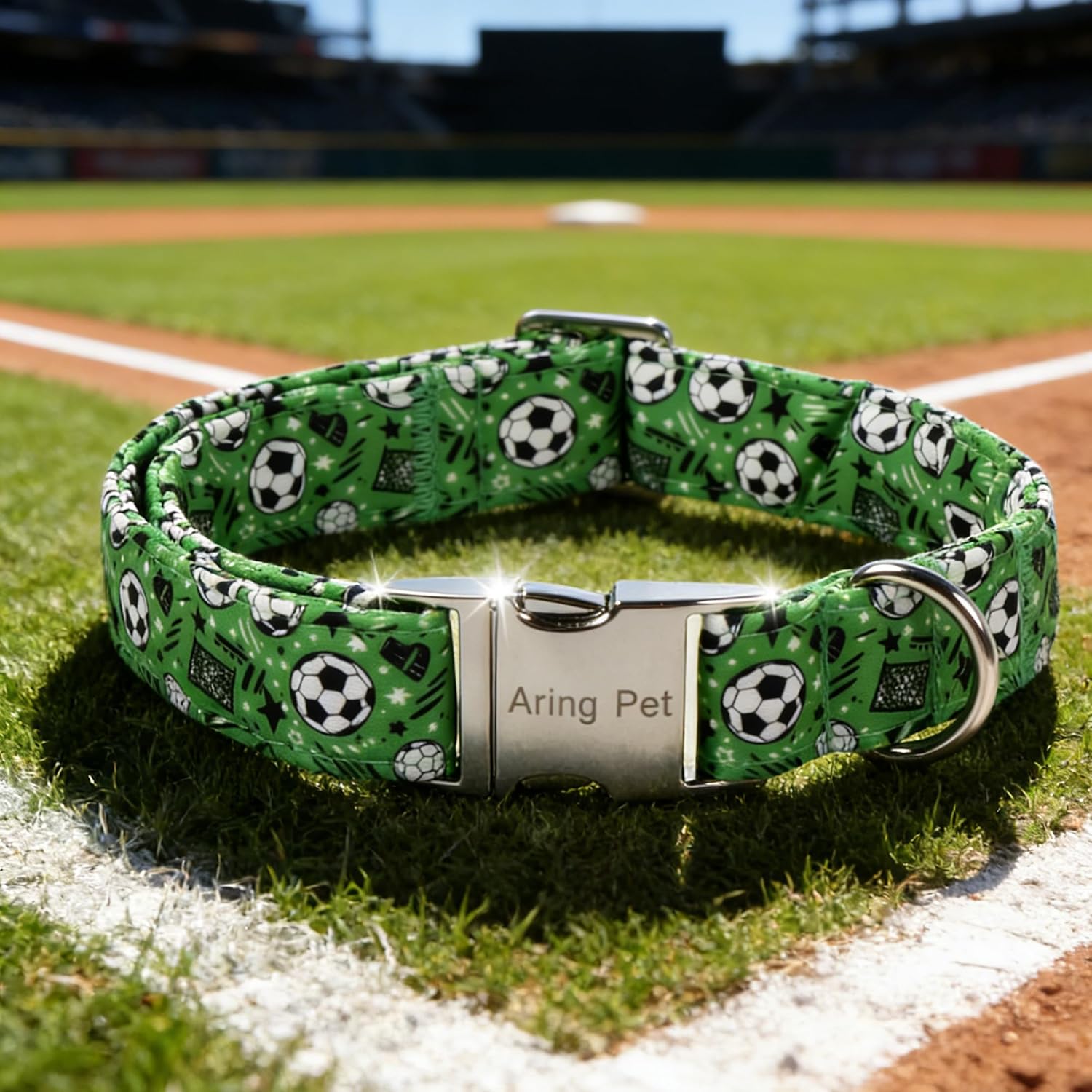 ARING PET Boy Dog Collar for Puppy Small Medium Large Dogs-Green Soccer L image 2