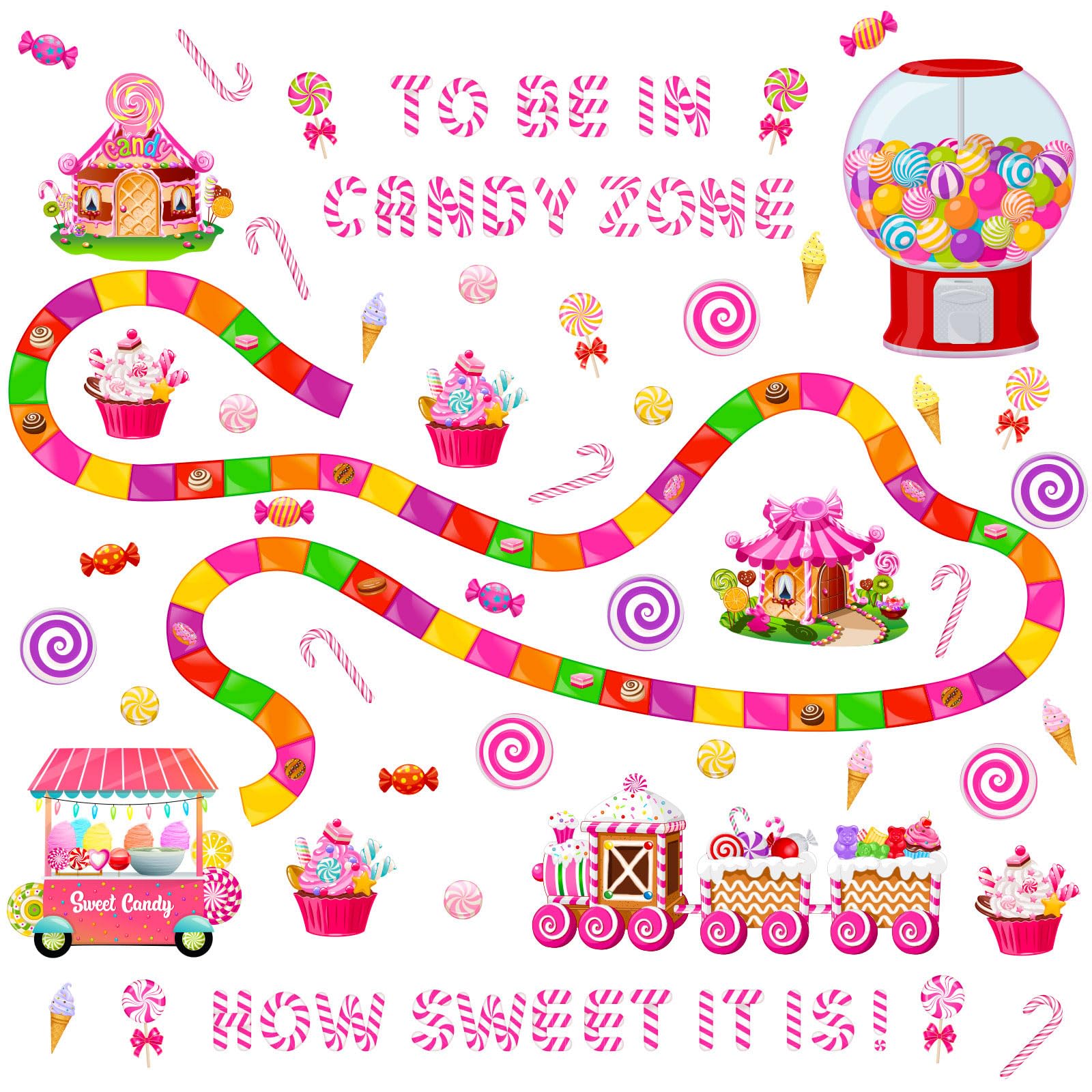 Décoration Candy Land pour tableau d'affichage Outus pour effacer la monotonie des murs