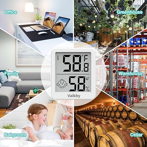 Miniatura 8 de Higrómetro de humedad para interiores, paquete de 3, termómetro de habitación para monitor preciso de temperatura ambiente, higrómetro digital con