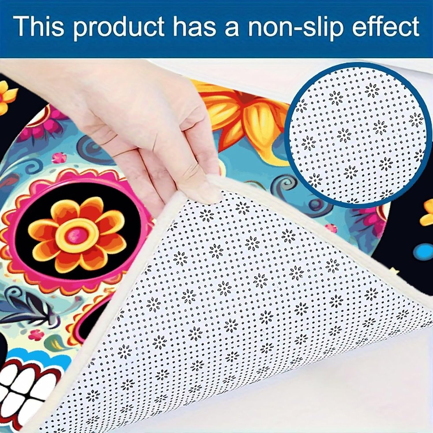 Sugar Skulls Kitchen Mats for Floor 3 Pcs Kitchen Rugs
