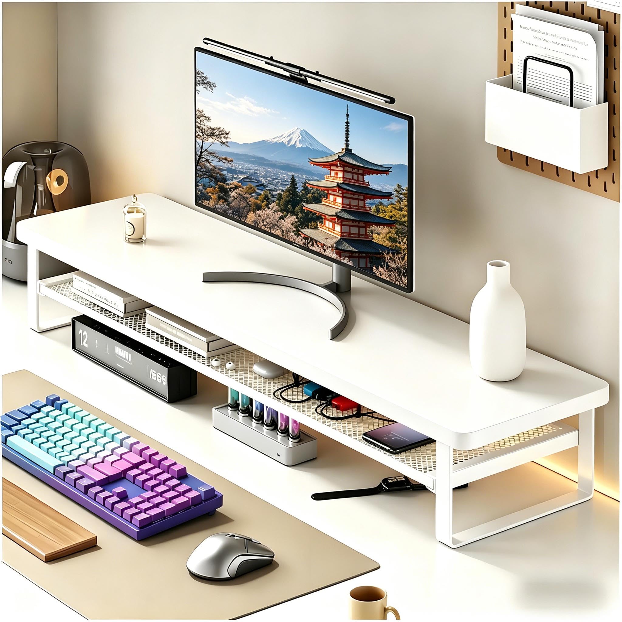 Amazon.co.jp: SCOCCA モニター台 卓上 モニター台 幅70cm pc台 デスク