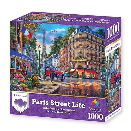 Miniatura 2 de Majestic by Springbok - Rompecabezas de 1000 piezas con diseño de vida callejera de París, fabricado en Estados Unidos, caja compacta
