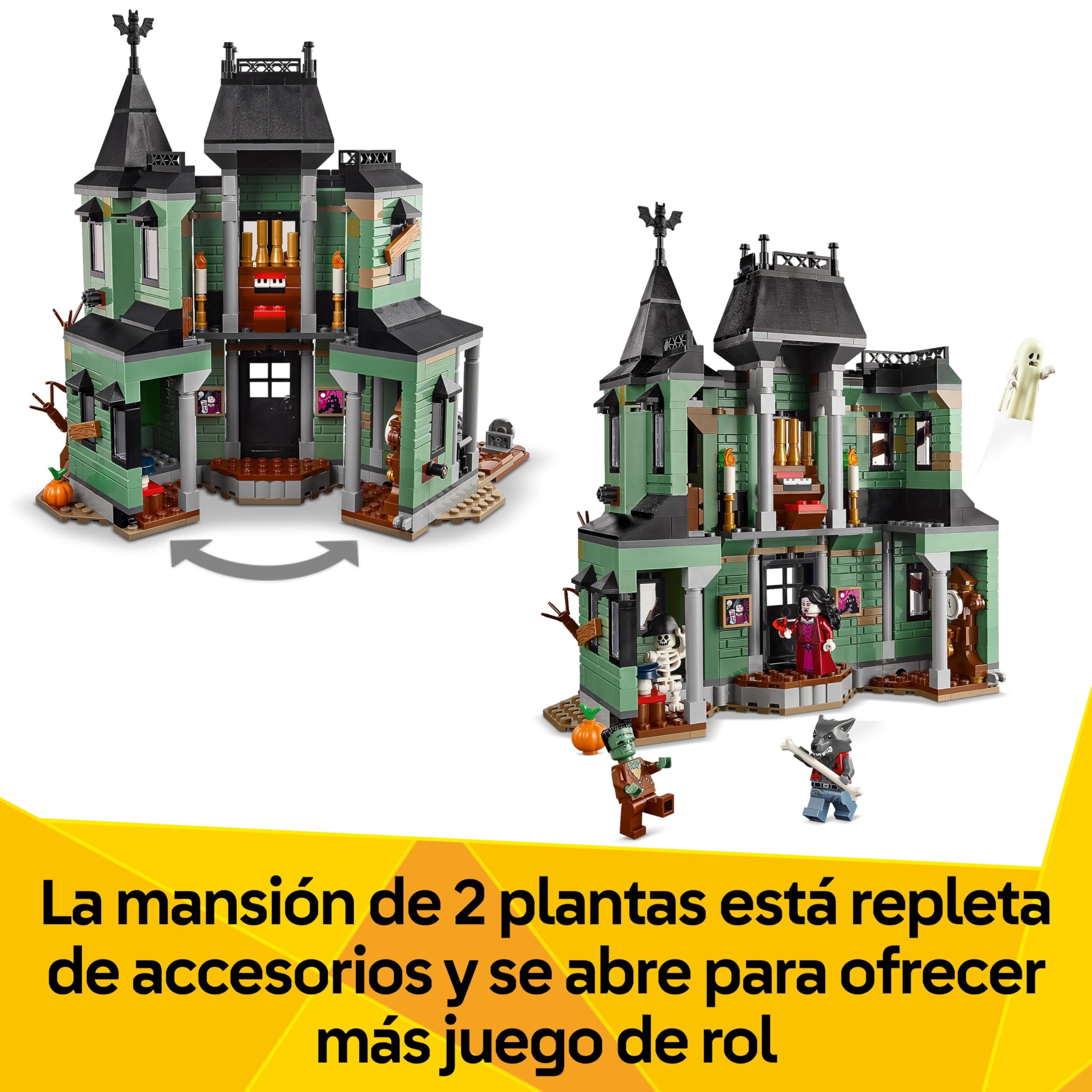 LEGO Creator 3 en 1 Mansión Encantada - Casa de Juguete Interactiva Transformable en Barco Fantasma o Tren - 5 Minifiguras Inc. Frankestein y Hombre Lobo - Regalo para Niños y Niñas de 9+ Años 31167