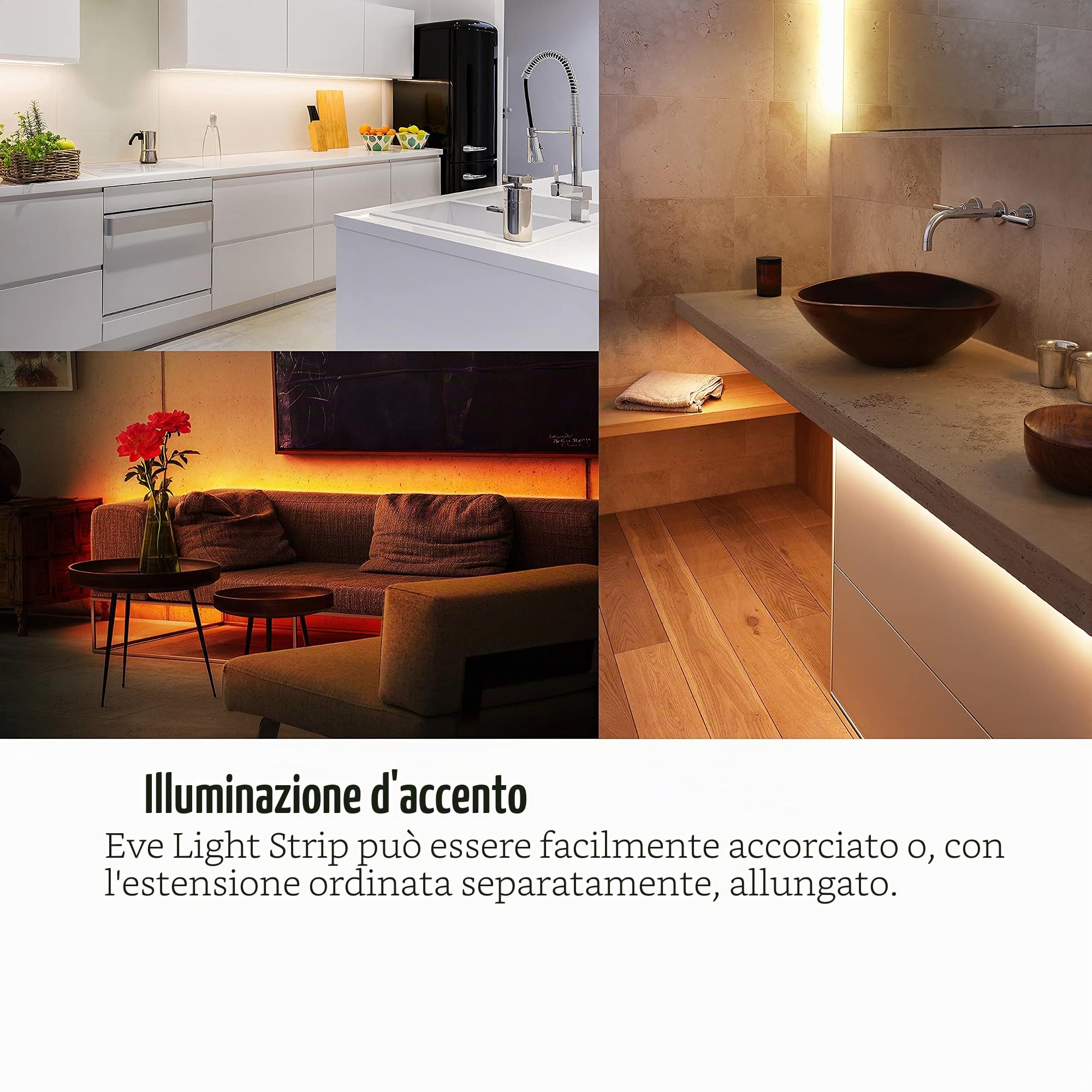 EVE Light Strip - Striscia LED intelligente con tecnologia Apple HomeKit, bianco e colori a spettro completo, 1800 lumen, non richiede hub, Illuminazione adattiva