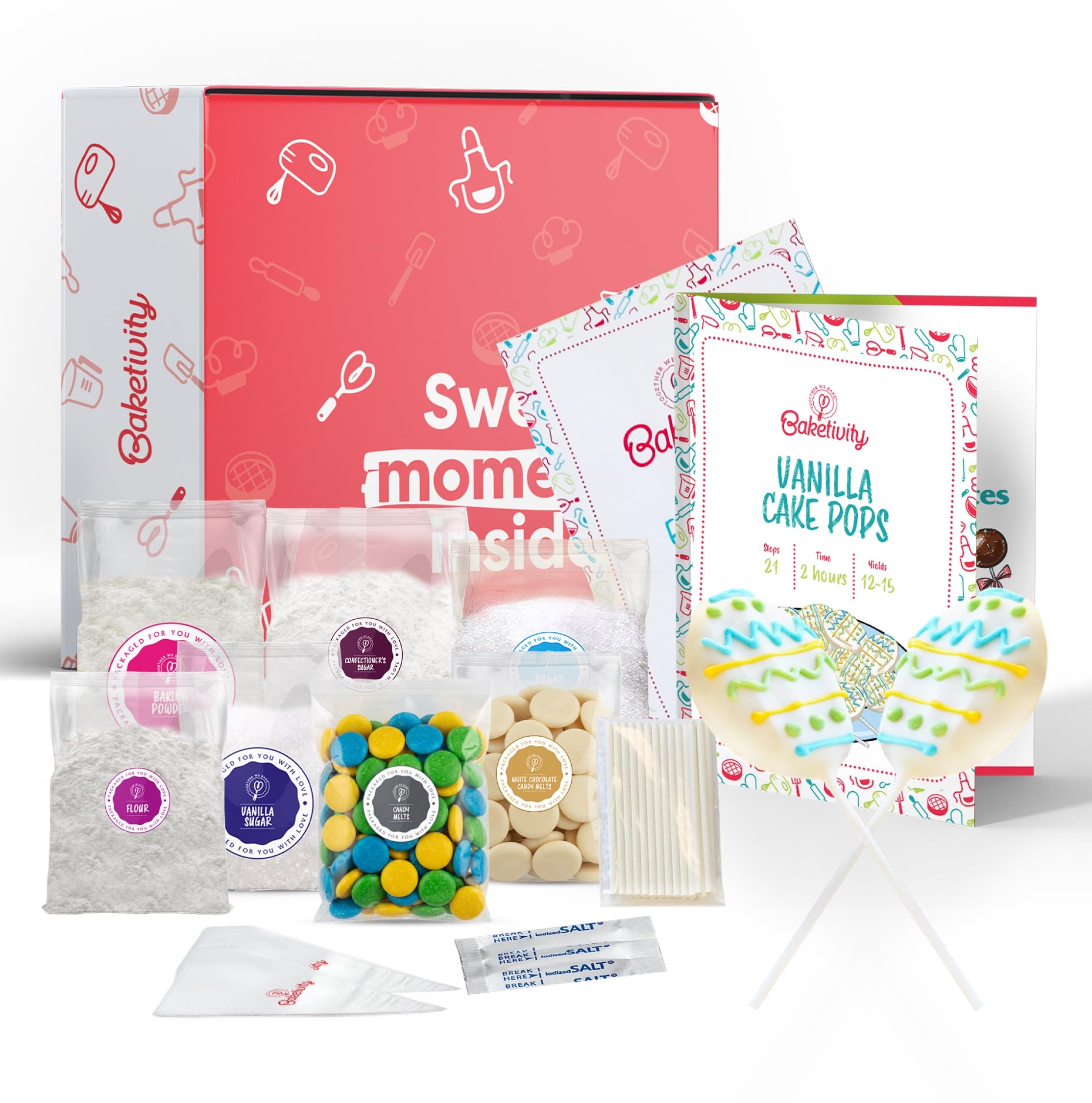 BAKETIVITY Kids Baking DIY Activity Kit - Bake Delicious Vanilla Cake Pops with Pre-Measured Ingredients – Best Gift Idea for Boys and Girls Ages 6-12